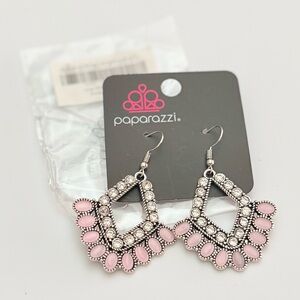 Paparazzi Pink and Silver Geometric Earrings